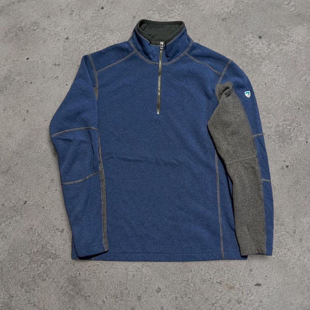 KÜHL Men's Blue & Gray Fleece Quarter Zip Pullover Jacket Men’s Size Medium